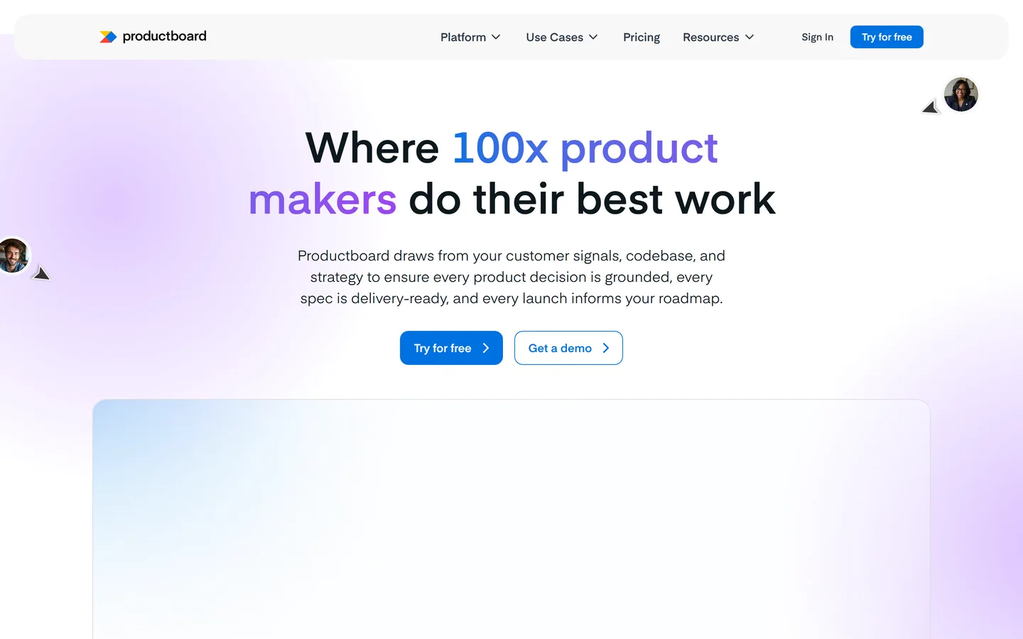 Productboard homepage — feedback aggregation and product roadmapping