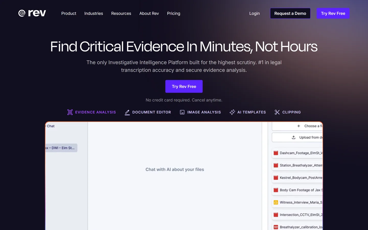 Rev homepage — AI and human transcription services