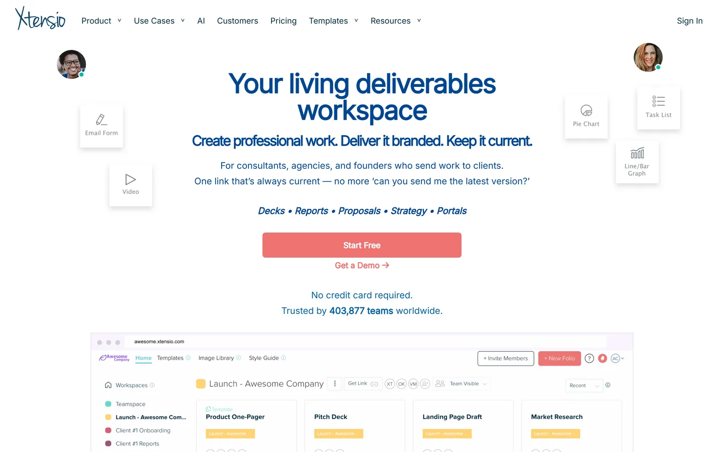 Xtensio homepage — persona templates and collaborative documents