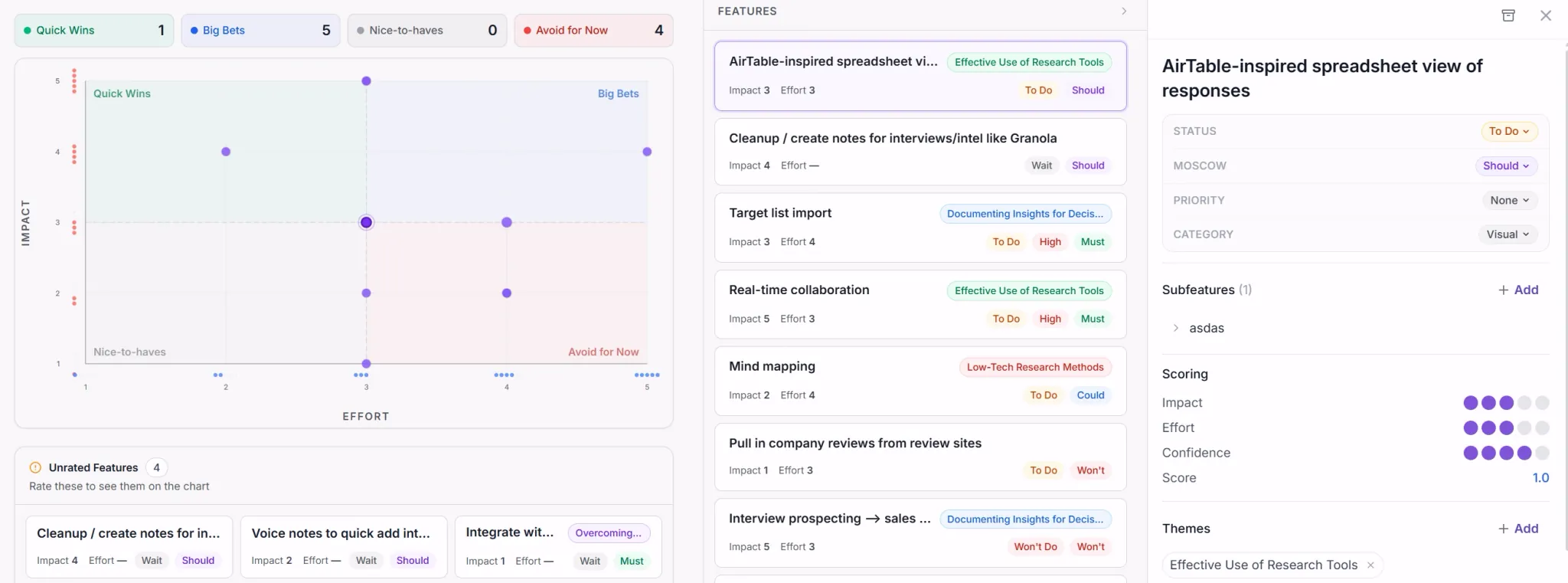 Scoring a product idea by customer impact in Intervool